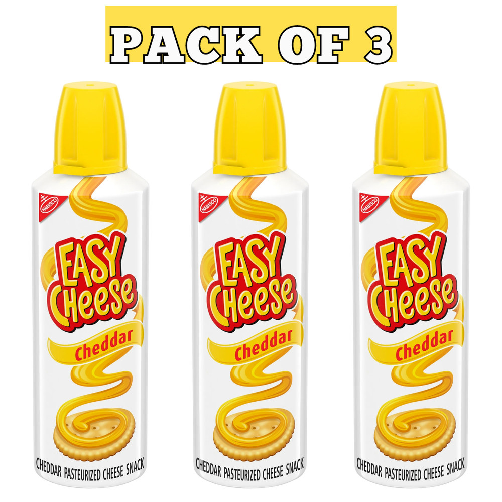 (3 pack) Easy Cheese Cheddar Cheese Snack, 8 oz