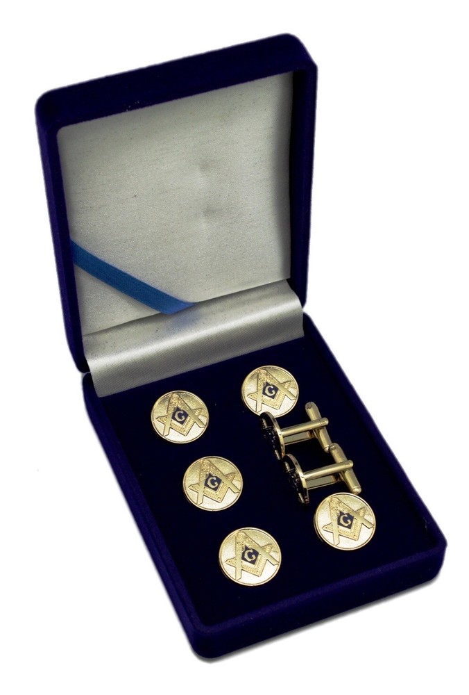 Square & Compasses Blue Lodge Masonic Button Covers Set