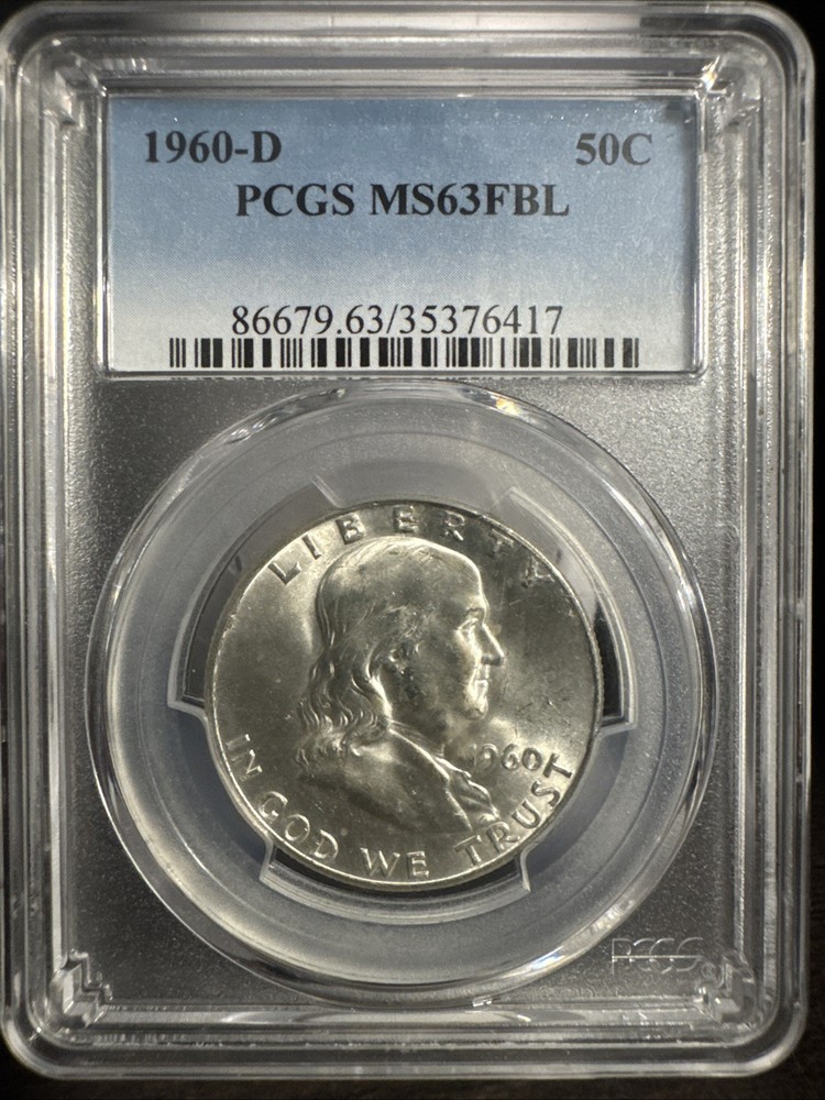 1960-D Franklin Half Dollar PCGS MS 63 FBL