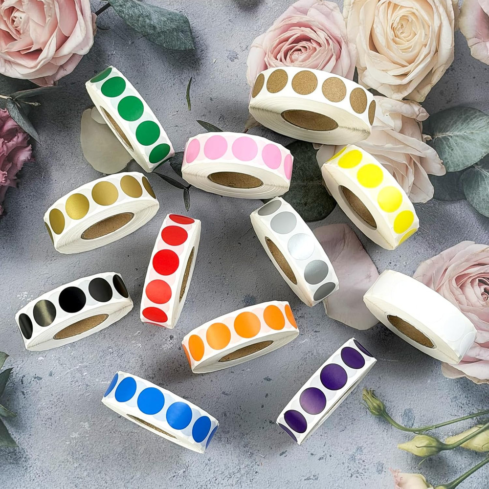 1500 PCS Brown Dot Stickers 3/4" Circle round Colored Coding Labels Dot Stickers