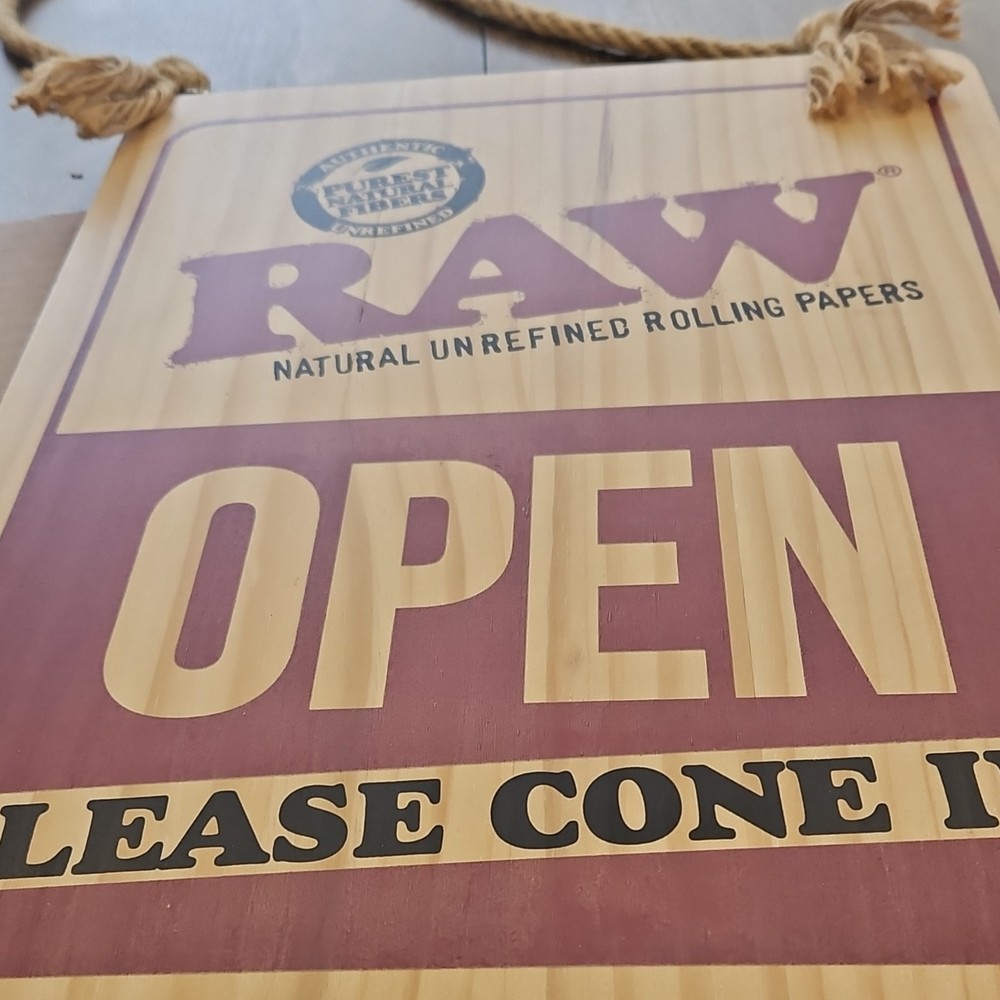 RAW Natural Unrefined Rolling Papers Open Closed Store Sign Display for Shops