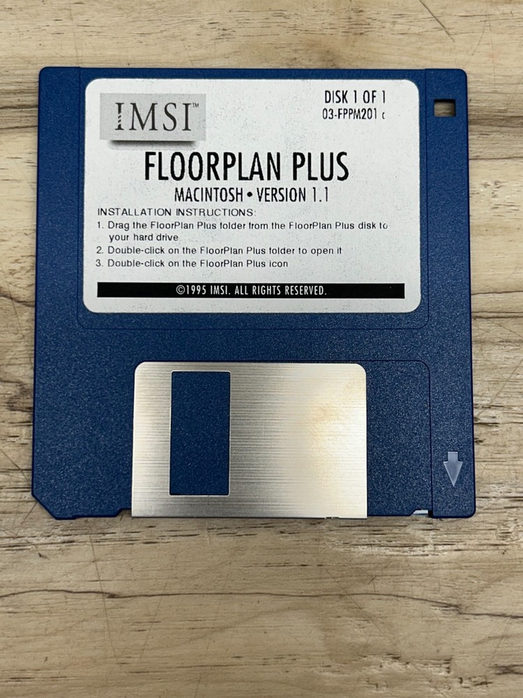 Vtg 1995 Floor Plan Plus 3.5" Floppy Disc & User Manual For Mac Version 1.1