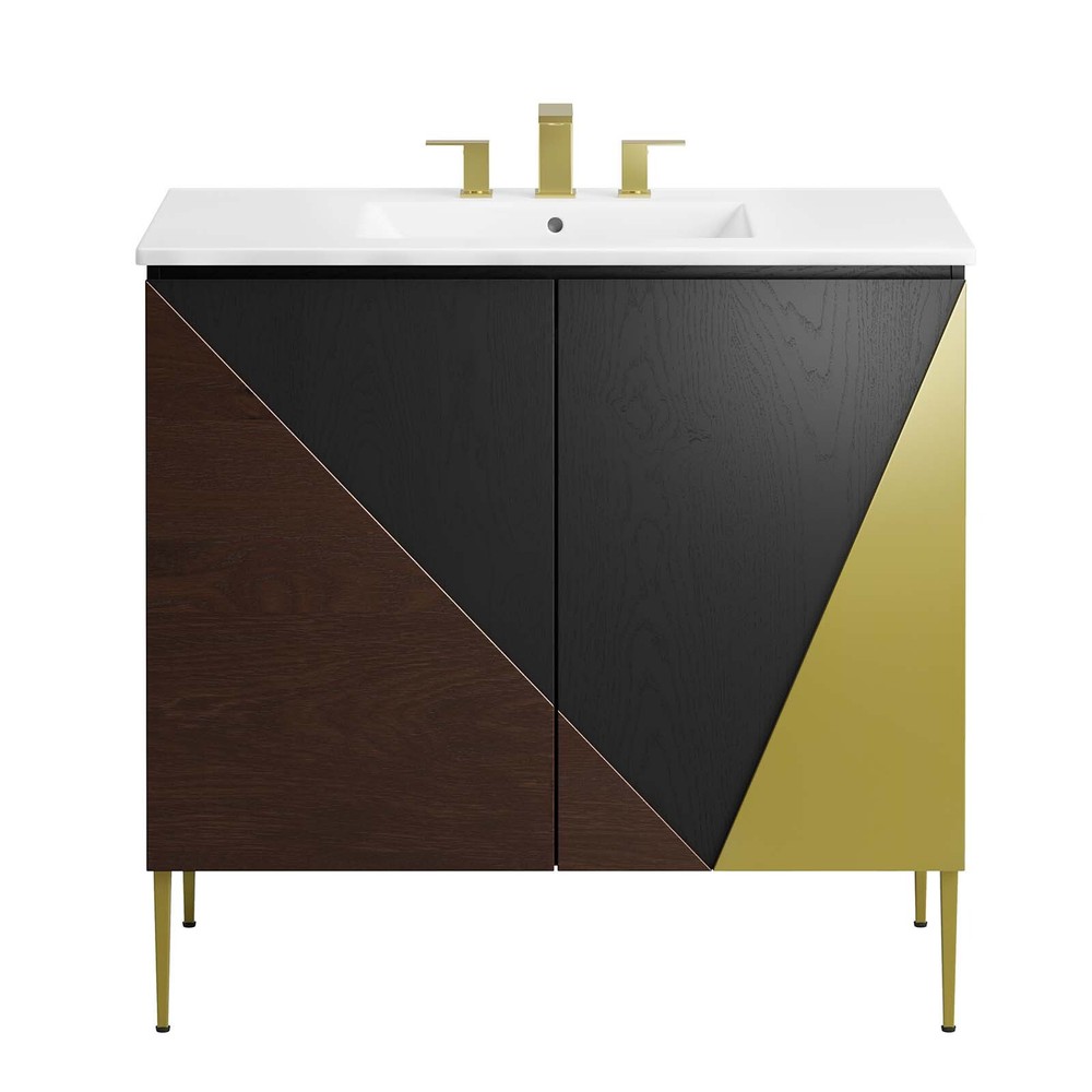 Modway Alchemist 36" Bathroom Vanity in White Black
