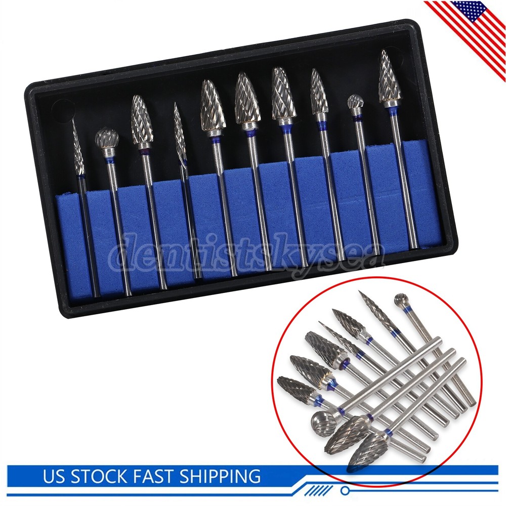 10X Tungsten Carbide Dental Acrylic Bur Drill Coarse Cutter 2.35mm Shank