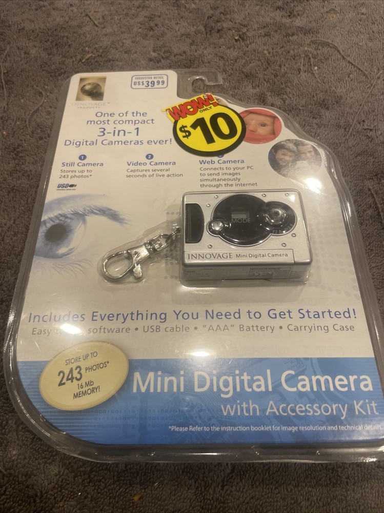 Innovage, Mini USB Digital Camera Still Video Web 3-in-1 Camera Silver