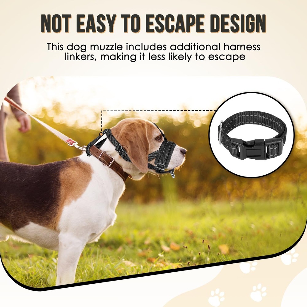 Soft Dog Muzzle, Adjustable Padded Nylon Muzzle for Large Medium Dogs Anti Ch...