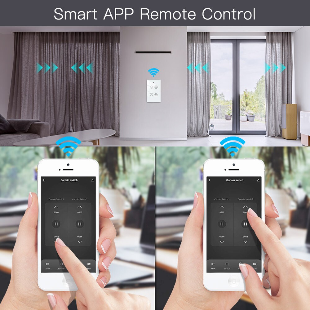 MOES 2Gang WiFi RF Smart Curtain Switch Roller Blinds Shutter Timer Alexa Google