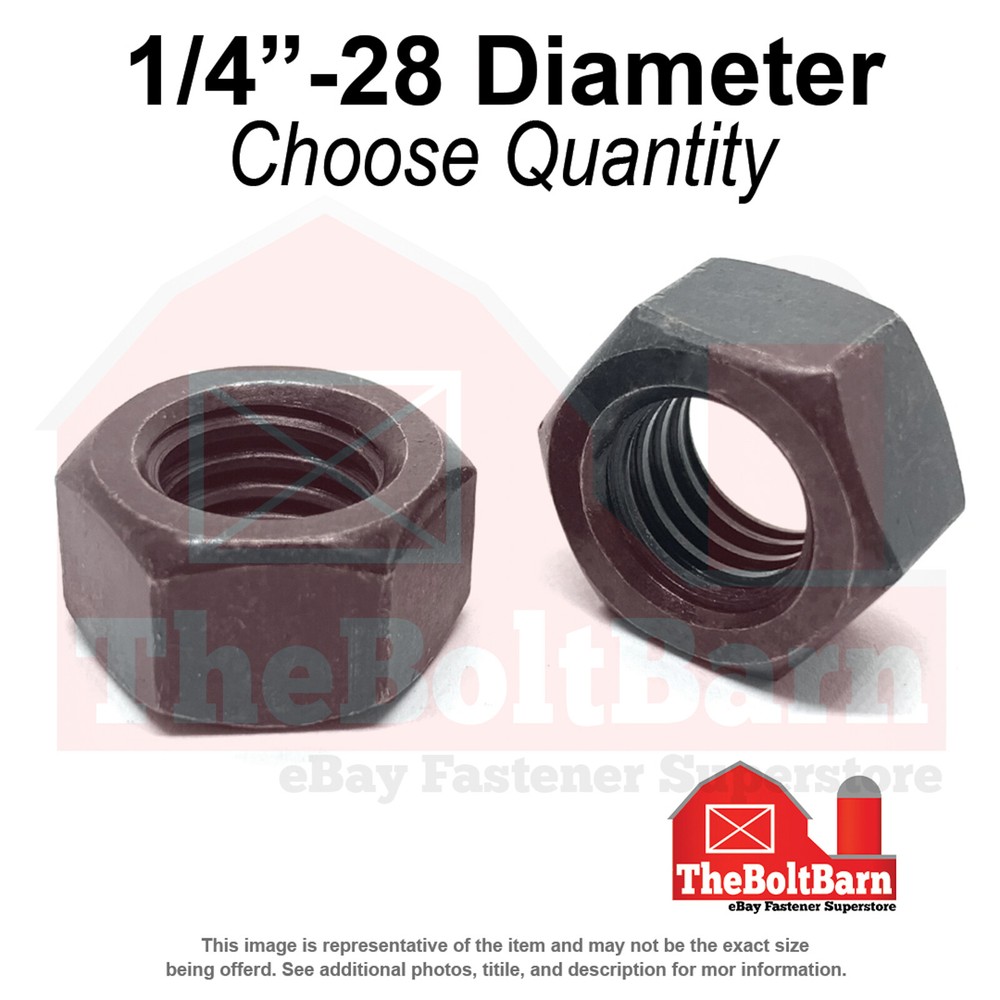 1/4"-28 Grade 8 Finished Hex Nuts Plain Fine Thread (Pick Quantity)