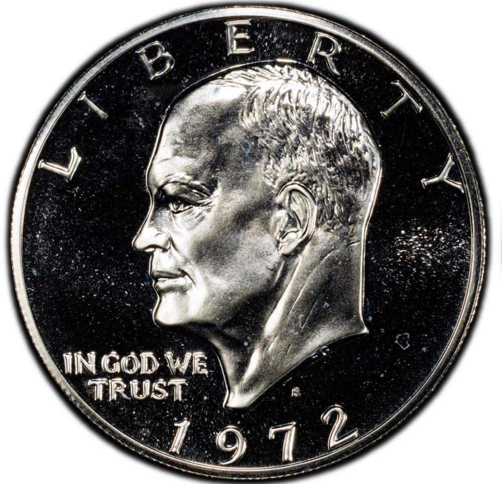 Silver Eisenhower Dollar Proof 1972 S Deep Cameo Uncirculated 40% Silver