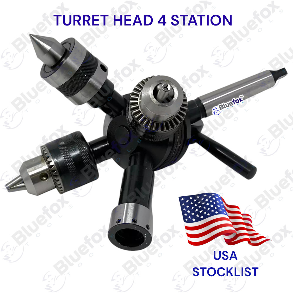 Turret Head Quick Change Tailstock MT2 W. 4 Heads Bluefox Tools