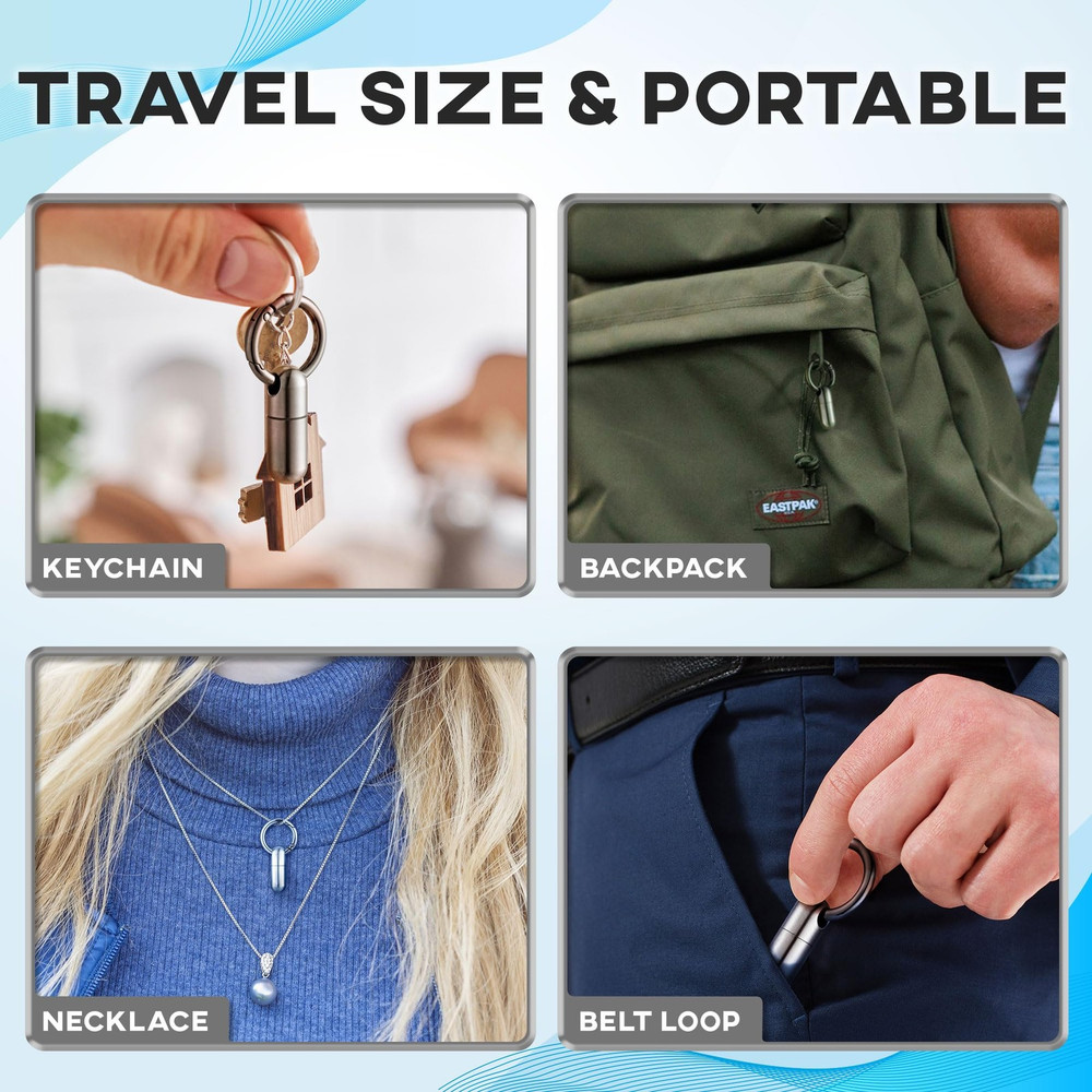 Titanium Keychain Pill Holder, Small Waterproof Pill Case Container W/Conveni...