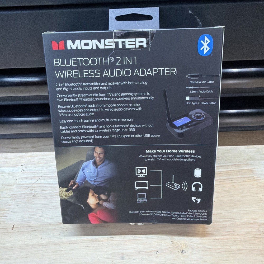 Monster Bluetooth Transmitter & Receiver, 2-in-1 Bluetooth Audio Adapter. D