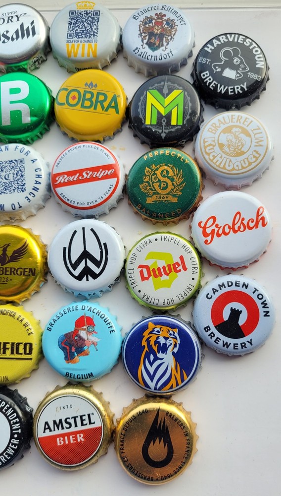 40 Different Used Beer Bottle Top Crown Caps Collectable