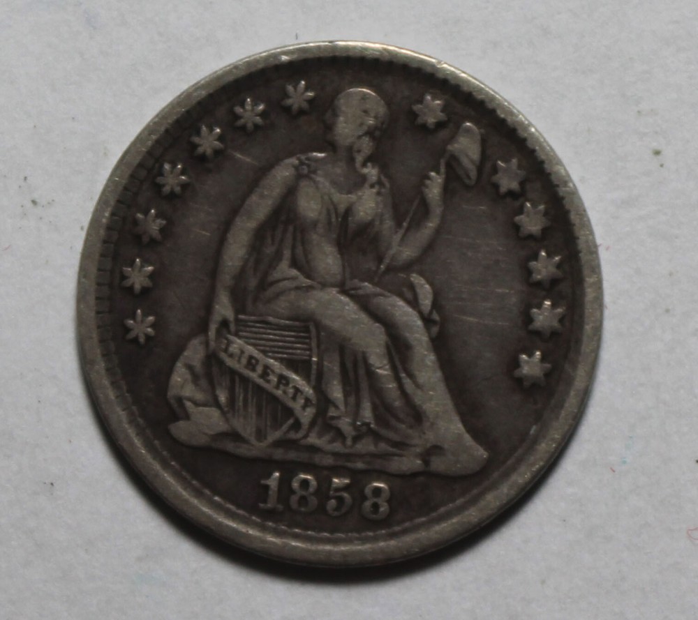 1858 Seated Liberty Half Dime HW57