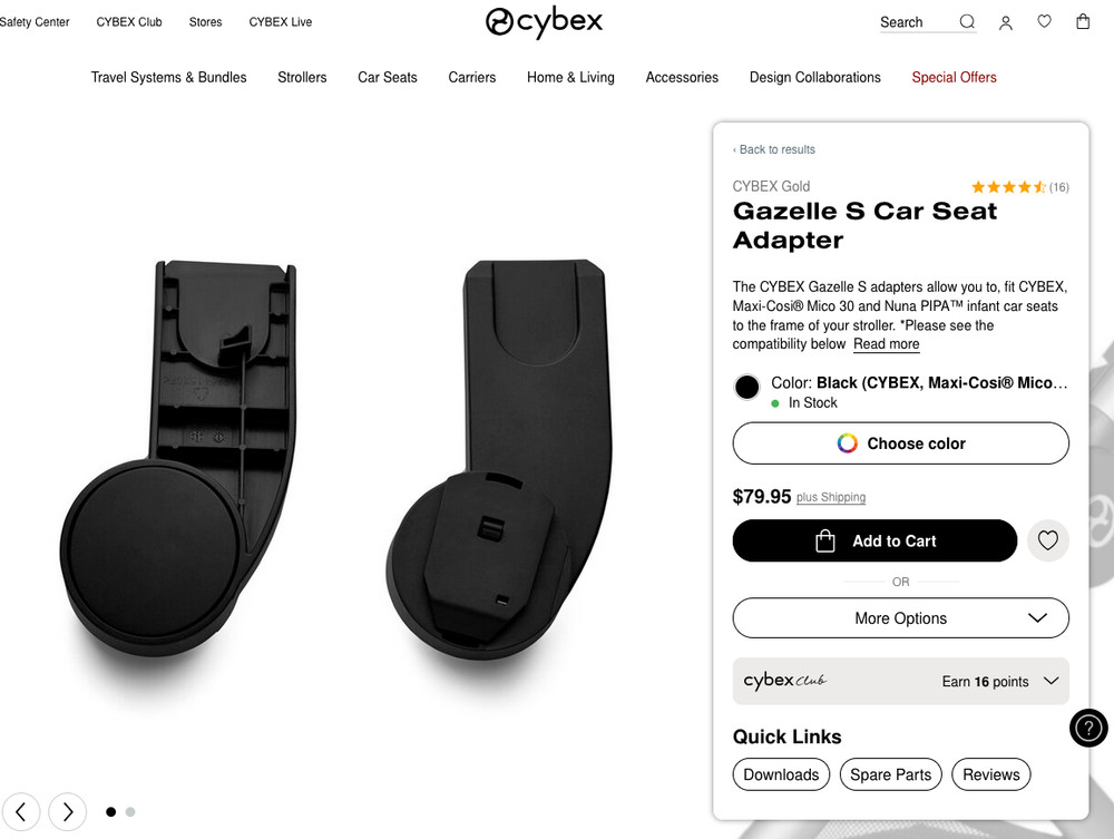 The CYBEX Gazelle S adapters