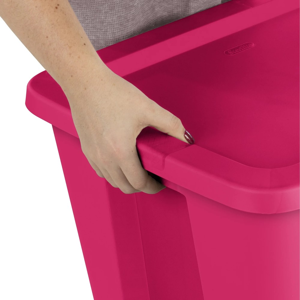 Sterilite Large Storage Bin, 18 Gallon Plastic Storage Container - 8 pack - Pink