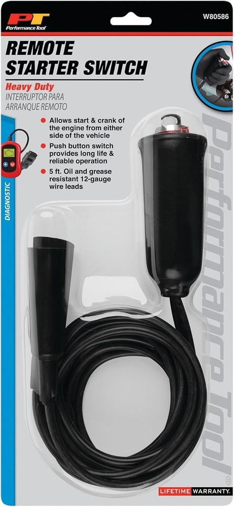 Performance Tool Heavy Duty Remote Starter Push-Button Switch 5-Ft Wire Leads