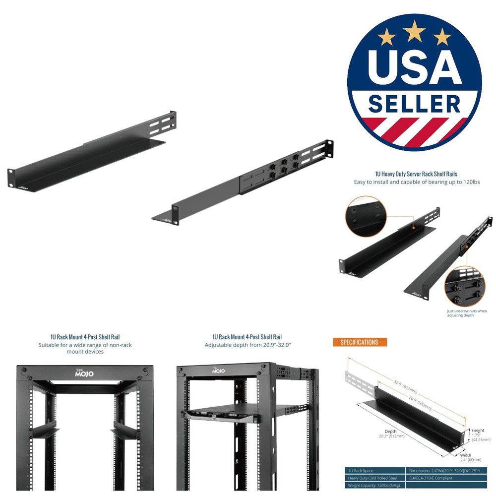 1U Alloy Steel Rack Mount Rails with Adjustable Depth for Server Equipment