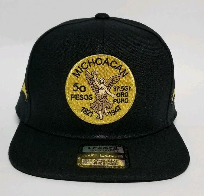 MICHOACAN CENTENARIO HAT BLACK 3LOGOS SNAP BACK ADJUSTABL NEW