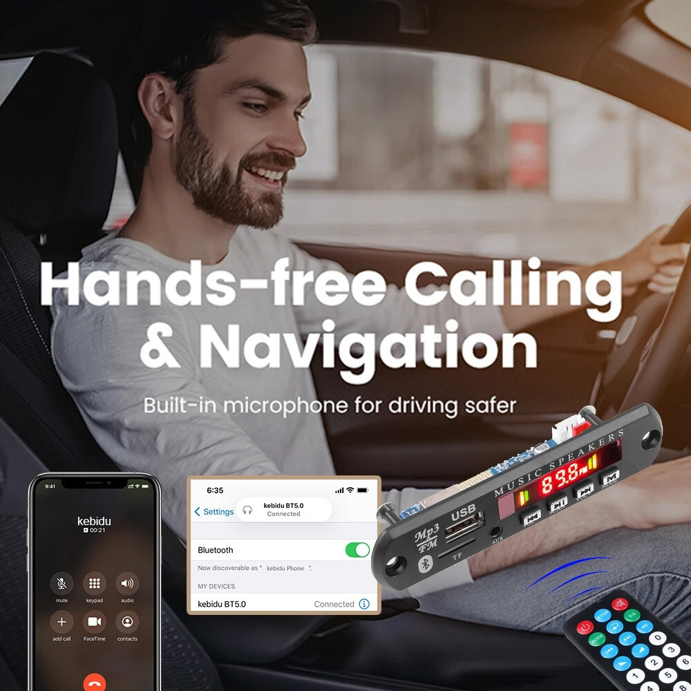 2x25W Amplifier Decoder Board Bluetooth 5.0 Car MP3 Player USB U Disk Recording