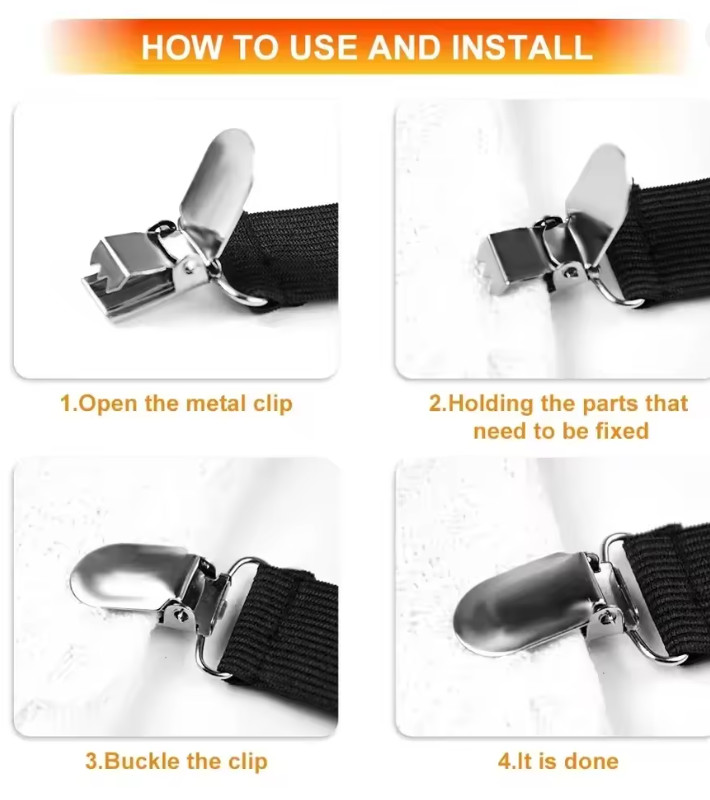 4 Pack Bed Sheet Holder Straps Adjustable Fitted Sheet Clips Corner Grippers