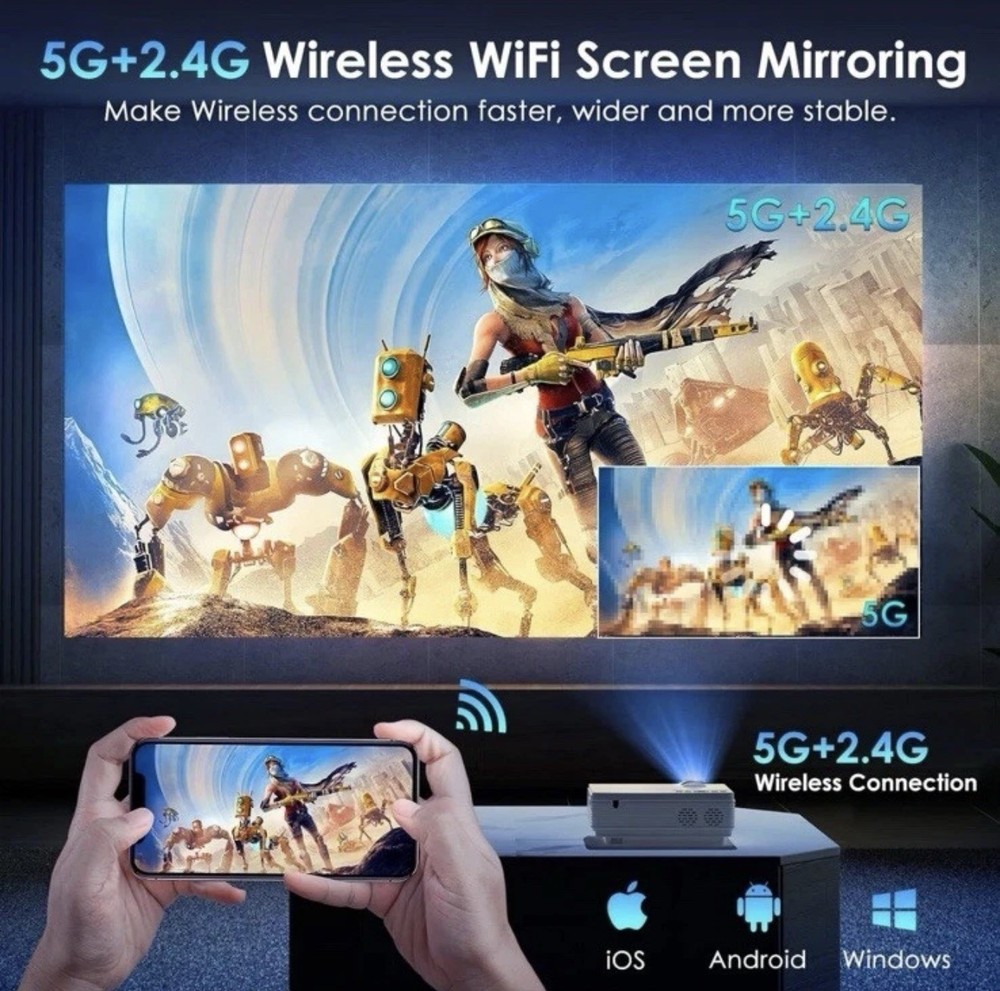 YOWHICK DP01 LED Projector - 1080P Output (White)