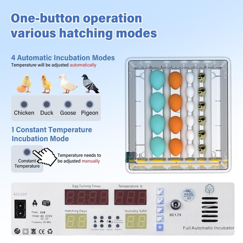 Automatic 120 Eggs Incubator Temperature Control Digital Chicken Egg Hatcher New