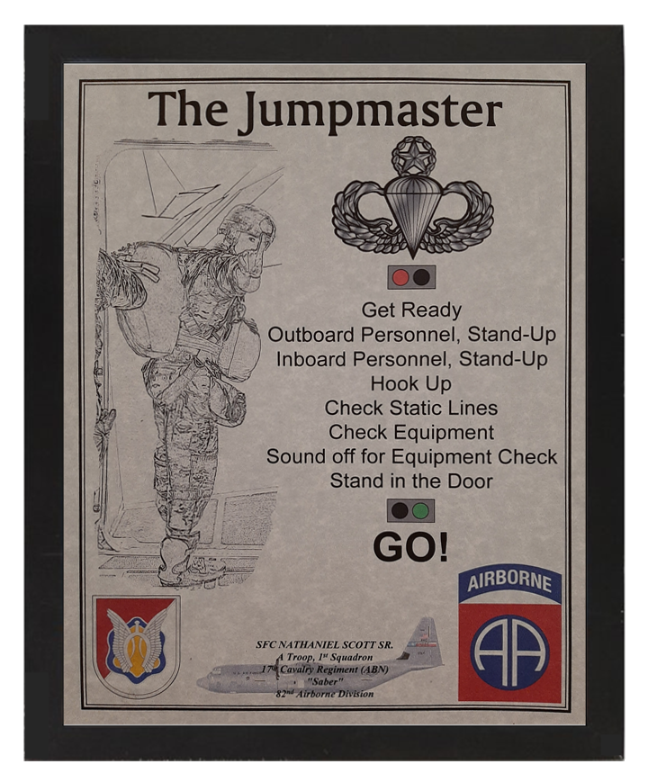 MC-NICE: ARMY Airborne "The Jumpmaster" ALL UNITS Framed PERSONALIZED