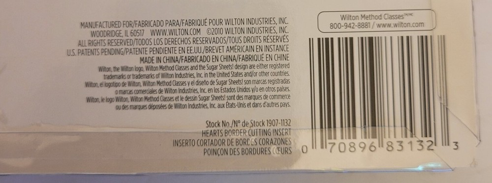 WILTON SUGAR SHEETS! Punch - Cutting Inserts & Border Cutting Inserts HEART NEW