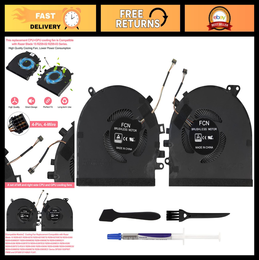 Upgraded CPU GPU Cooling Fan Replacement for Razer Blade 15 + Tool Kit - High Pe