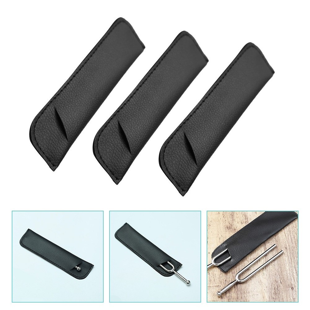 3Pcs Round Tuning Fork Storage Pouches Tuning Fork Storage PU Containers