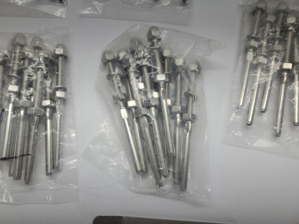60 Pack 3/16" Cable Railing Swage Threaded Stud Tension End Fitting Terminal