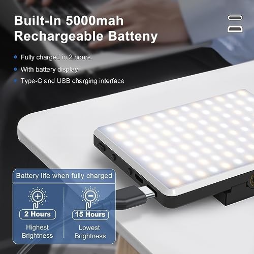Selfie Light, Phone Light with Front & Back Clip, 60 LED Portable Light Black