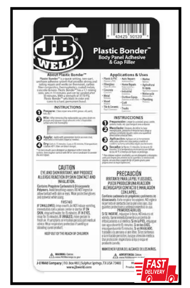 0.85 Oz. Plasticbonder Black Adhesive Epoxy