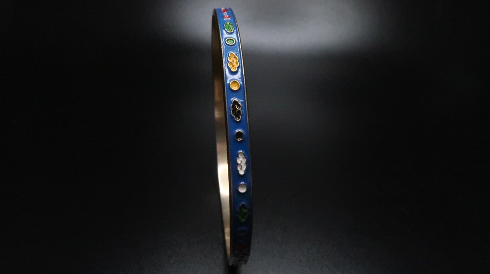Vintage Blue Cloisonne Bangle 2.5" BrB5
