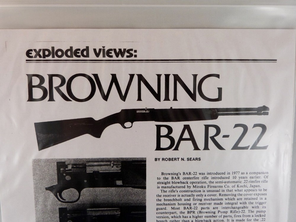 BROWNING BAR-22 BREAK DOWN INSTRUCTION KIT