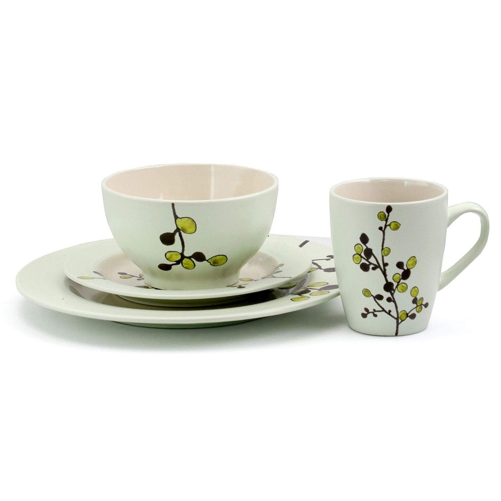 RETROBLOOM Retro Bloom 16 Piece Luxurious Stoneware Dinnerware with Complete ...