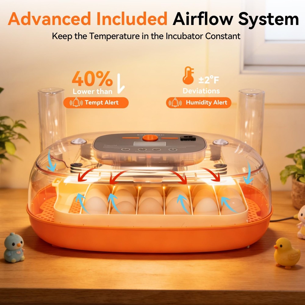 Incubators for Hatching Eggs, 24 Egg Incubator, Automatic Turner with...