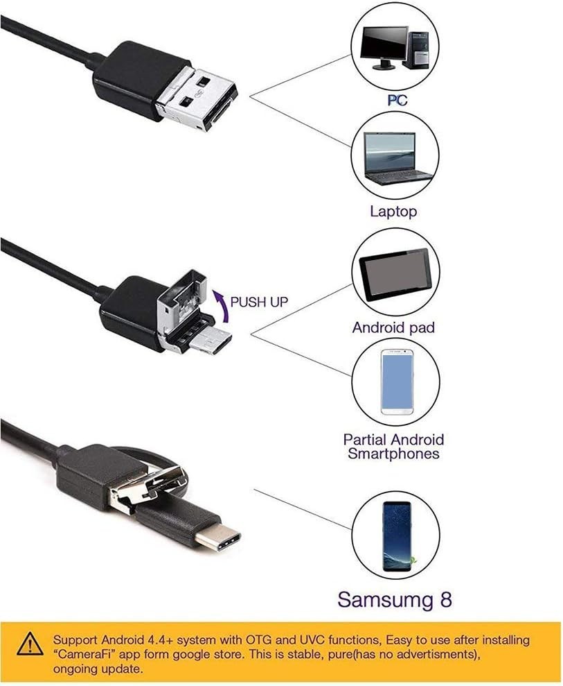 Flexible USB Endoscope Inspection Camera for Android & PC - 6 LED Waterproof