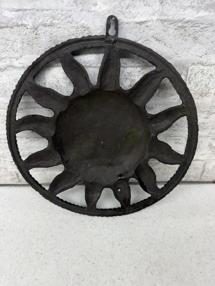 Vintage Cast Iron celestial Sun wall hanging , large size 12”