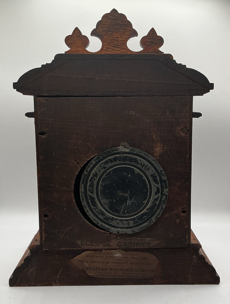 Antique Ingraham Eclipse Cabinet Clock, 1885 Patent Regulator