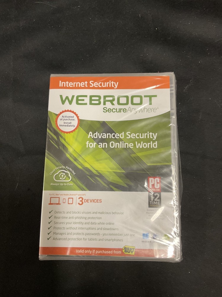 New Webroot Secure Anywhere Internet Security Plus 3 Devices Windows PC Mac iOS