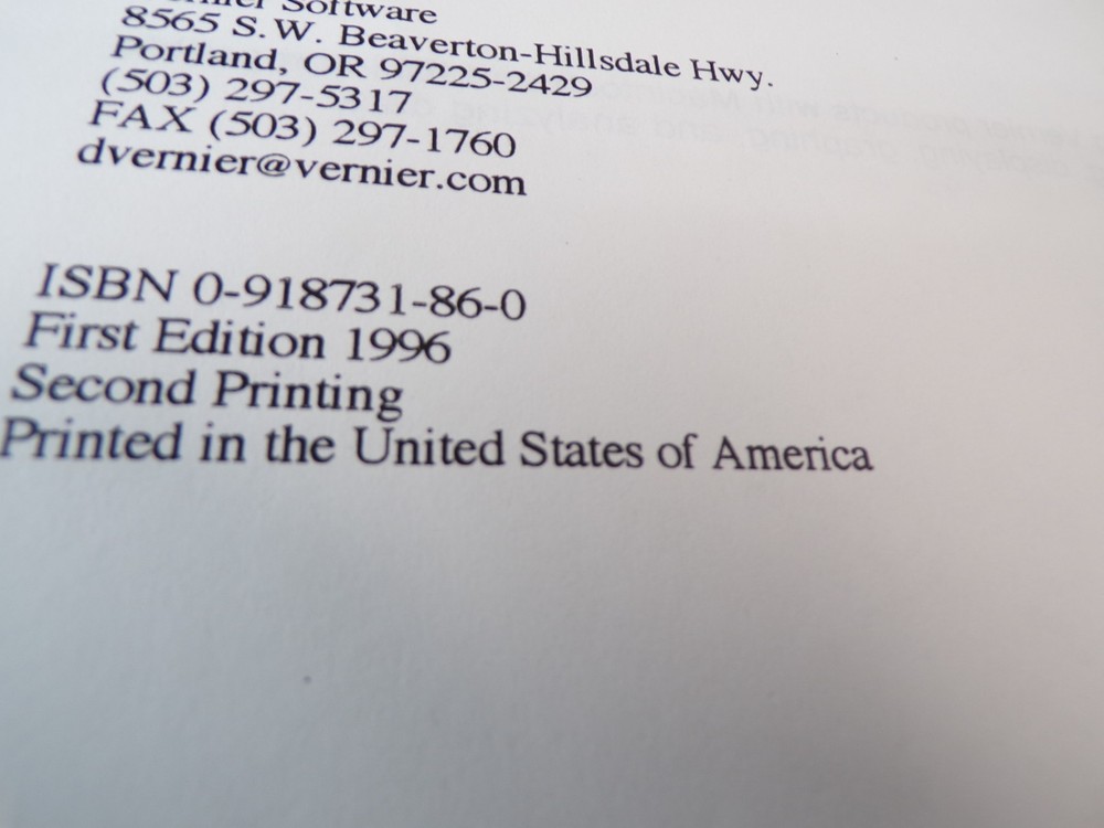 Software for Macintosh Vernier Biology with Computers Includes 3.5" discs