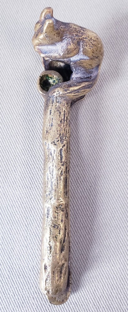 Vintage Nutcracker Solid Brass Handheld Figural Squirrel Etched Heavy