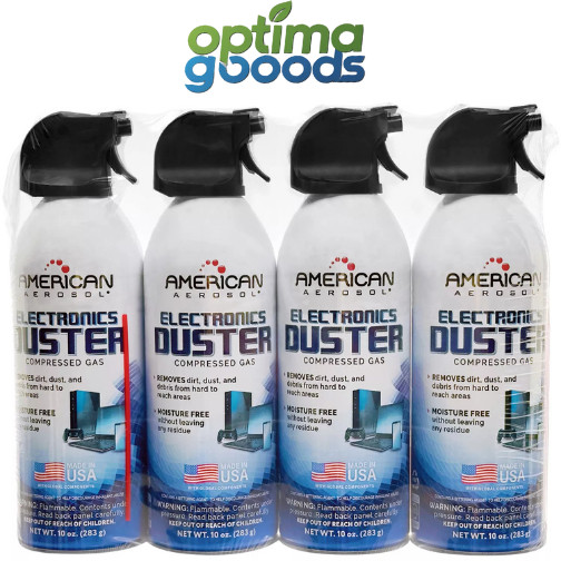 American Aerosol Compressed Gas Electronics Duster, 10 oz Cans, 4-Pack.