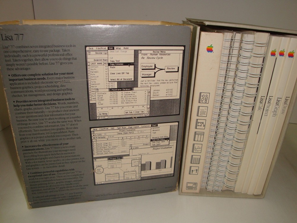 APPLE LISA 7/7 COMPLETE OFFICE SYSTEM MANUALS SOFTWARE SET WITH DISCS