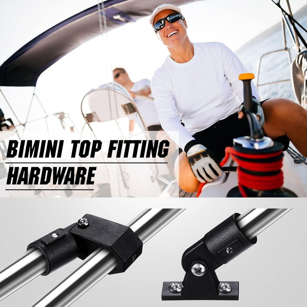 12 Pcs Bimini Top Hardware Fittings Set Includes Adjustable Black