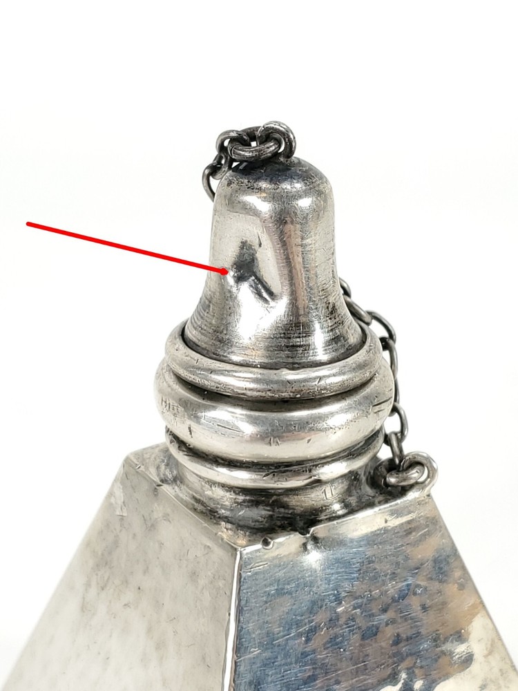 GEORGE A. HENCKEL Sterling Silver Cigar Lighter in Pyramid Form Hammered Surface
