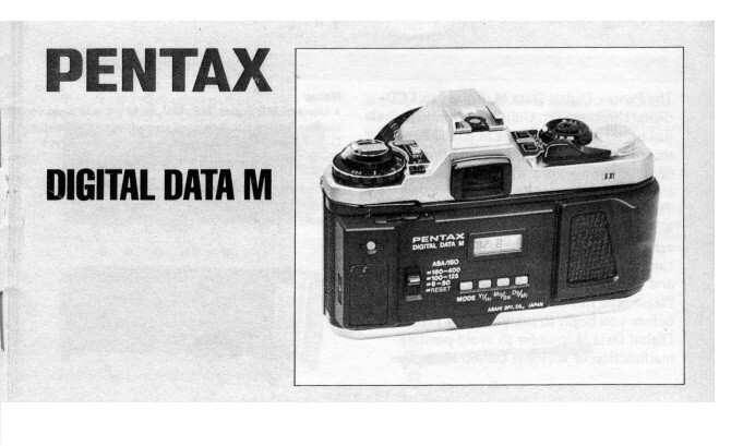 Pentax Digital Data M Instruction Manual Reprint