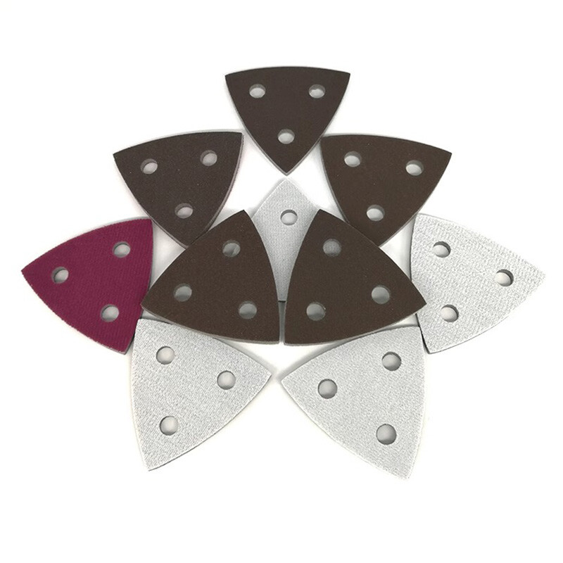 80mm 6 Hole Triangular Sponge Polishing Sanding Sheet Multi-tool 300-2000 Grit